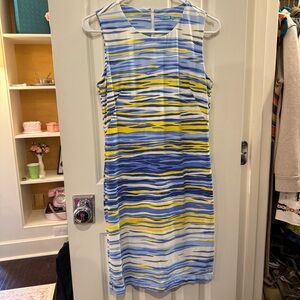 J. Mclaughlin Sophia Dress Sleeveless Catalina Cloth Blue Yellow Stripe size S